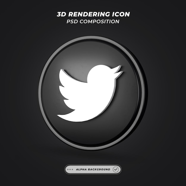 Social Media Twitter-Symbol beim 3D-Rendering