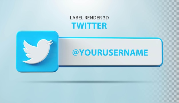 Social-media-twitter-symbol mit label-3d-rendering