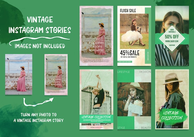 Social media vintage instagram stories bundle