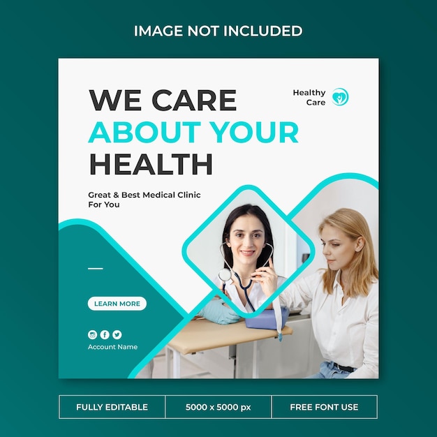 Social-media-vorlage für instagram-posts im gesundheitswesen