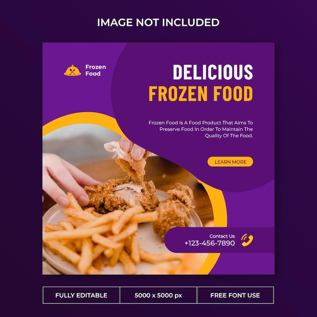Social-media-vorlage für instagram-posts mit tiefkühlkost