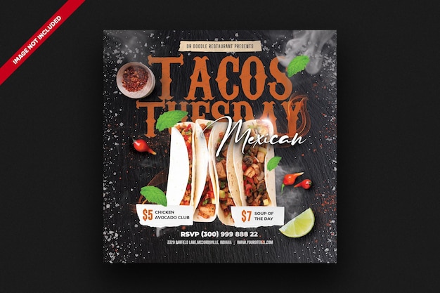 Social-media-vorlage für taco tuesday