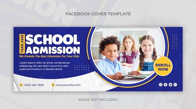 Social-Media-Webbanner für die Schulzulassung und Facebook-Cover-Vorlage