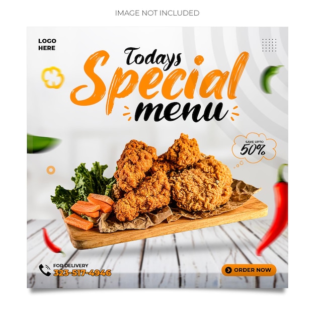 Social-media-werbung für fast food und instagram-post-design premium psd