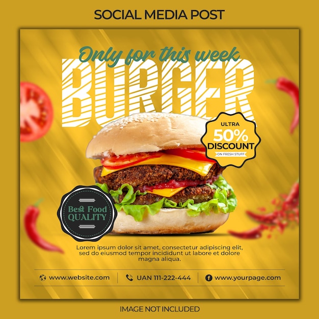 Social-Media-Werbung für Lebensmittel und Designvorlage für Instagram-Bannerposts