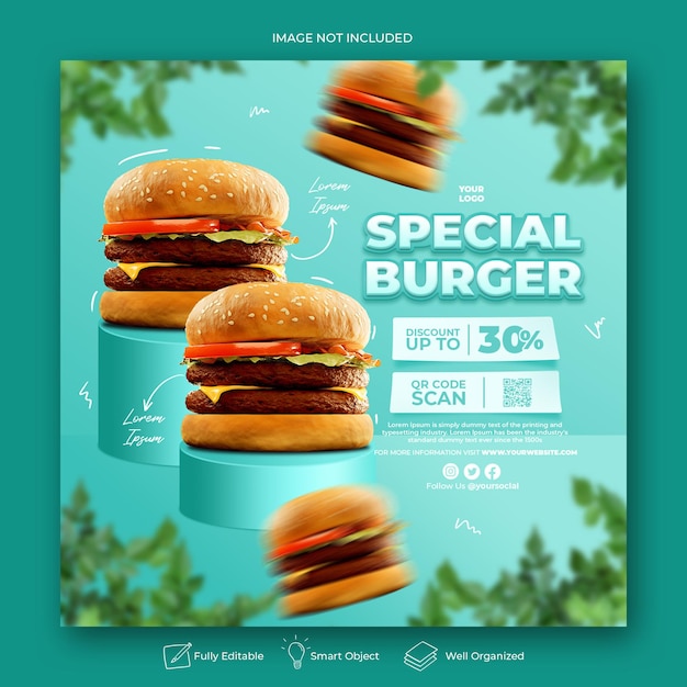 Social-Media-Werbung für Lebensmittel und Instagram-Banner-Post-Design-Vorlage