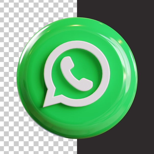 Social media whatsapp-logo-symbol mit glänzendem effekt in 3d-rendering