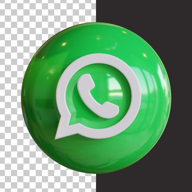 Social media whatsapp-logo-symbol mit glänzendem effekt in 3d-rendering