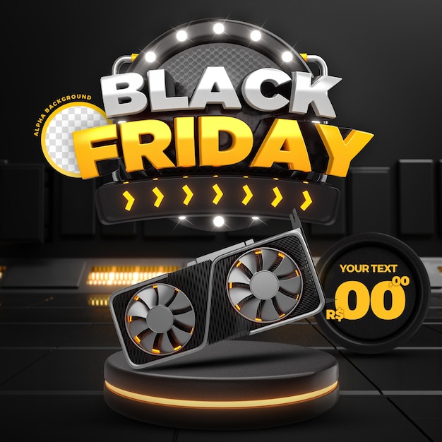 Social media yellow black friday 50 de desconto na promoção instagram post template 3d render