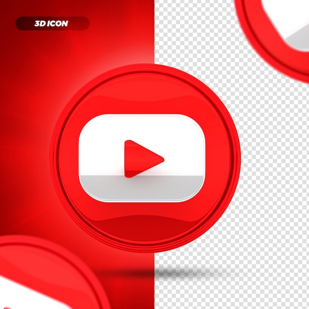 social media youtube 3d rendering icona isolata