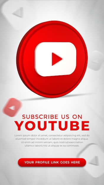 Social Media YouTube App-Symbol in 3D-Rendering