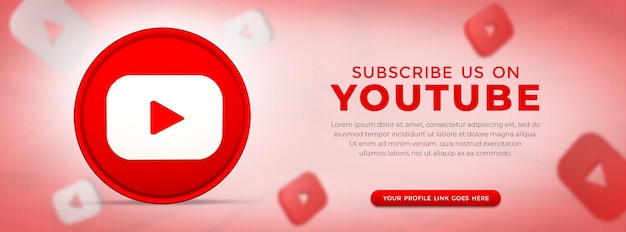 Social Media YouTube App-Symbol in 3D-Rendering