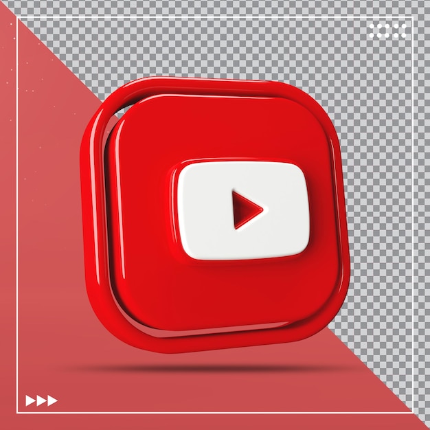 Social Media Youtube-Icon-Konzept 3D-Rendering