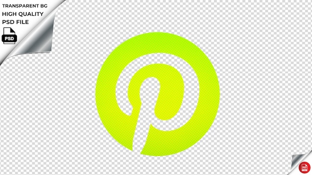 PSD social pinterest ícone vetorial psd verde fluorescente transparente