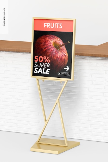 PSD sockel posterständer mockup, perspektive