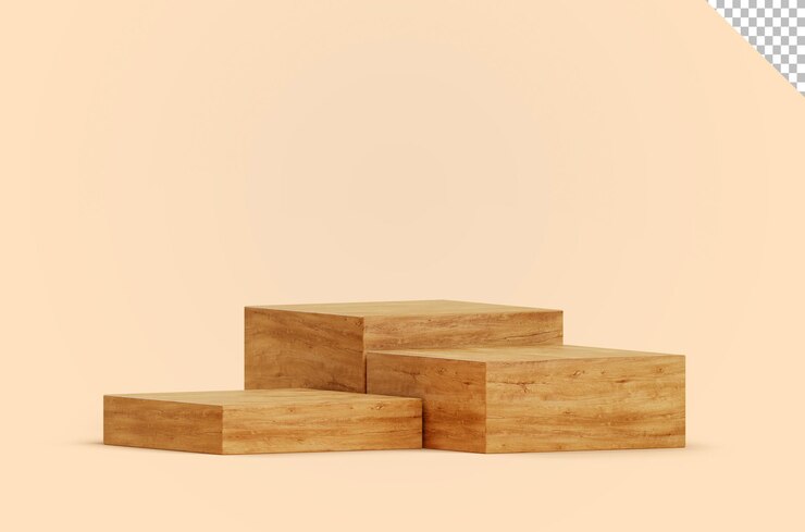 Socle en bois minimal support de produit affichage vide abstrait podium minimal en bois fond naturel pour le placement de produit rendu 3d
