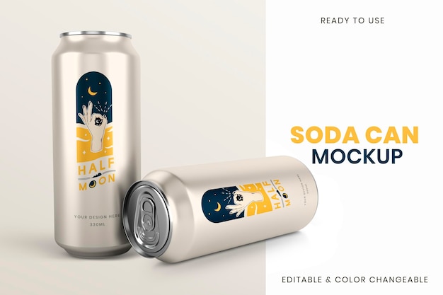 PSD soda can mockup psd emballage de produit de boisson