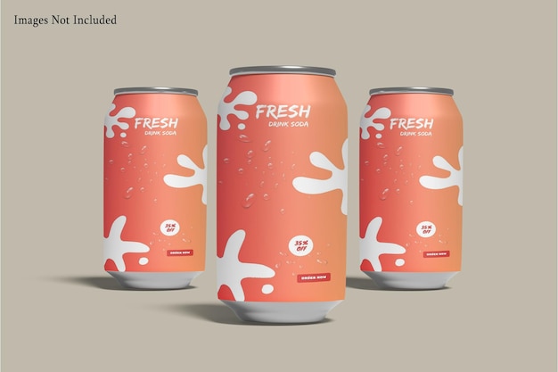 Soda Cans Mockup Fresh Drink