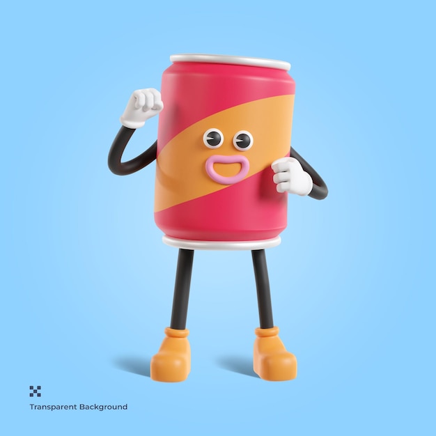 Soda kann 3d-illustration charakter