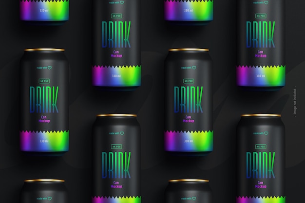 Soda oder Bierdosen Mockup Draufsicht