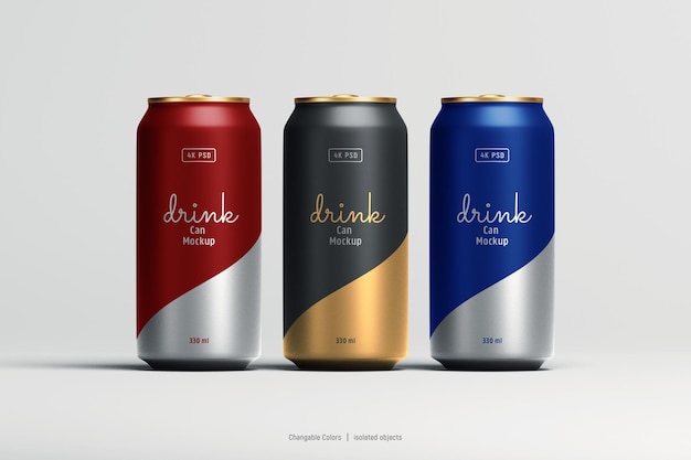 PSD soda oder bierdosen mockup vorderansicht