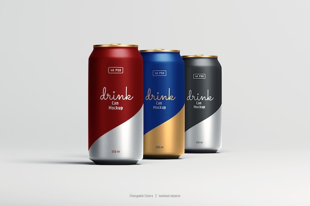 Soda oder bierdosen mockup vorderansicht