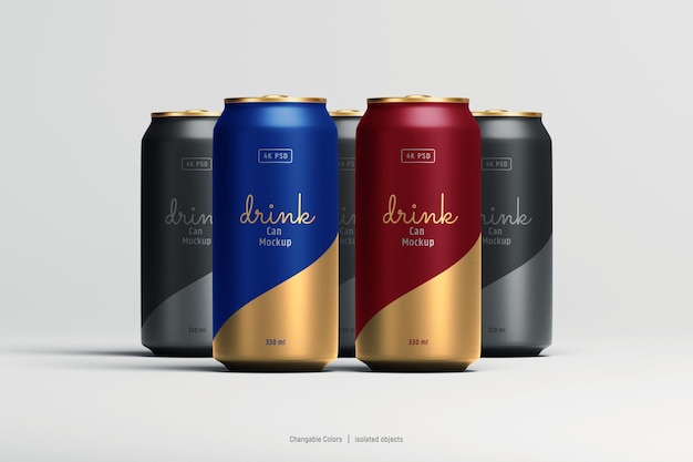 Soda oder bierdosen mockup vorderansicht