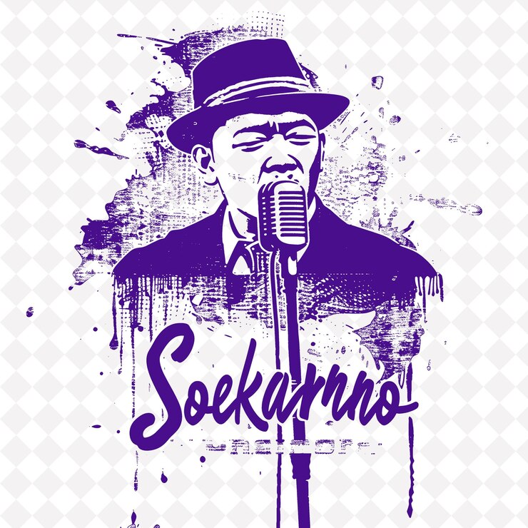 PSD soekarno com ícone de tipografia com a palavra soekarno em design vetorial abstrato inspirado na cultura