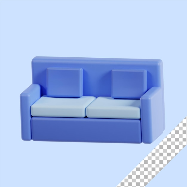 sofá 3d con fondo transparente