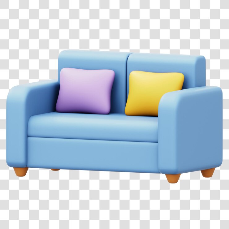 PSD sofa acogedora con icono de renderización 3d y fondo transparente aislado