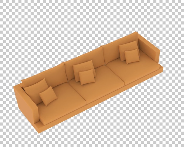 Sofa aislada en un fondo transparente Ilustración de renderización 3D