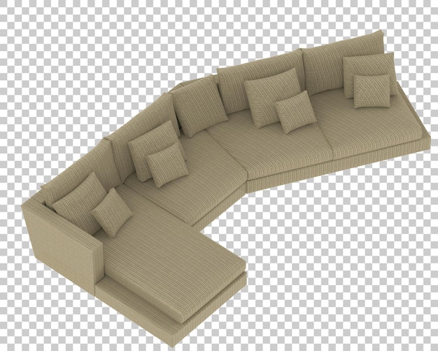 Sofa aislada en un fondo transparente Ilustración de renderización 3D