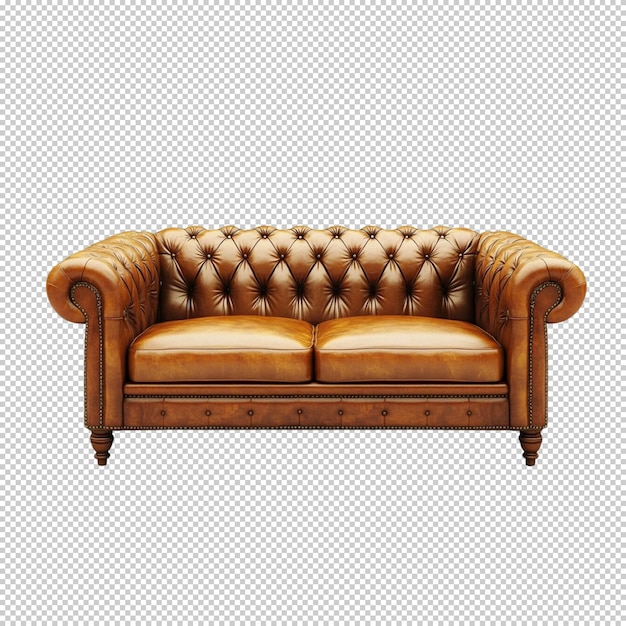 Sofa con almohadas aisladas sobre un fondo transparente