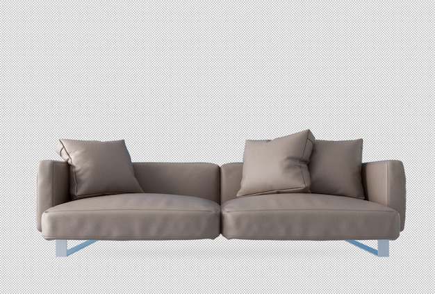 Sofá y almohadas en render 3d