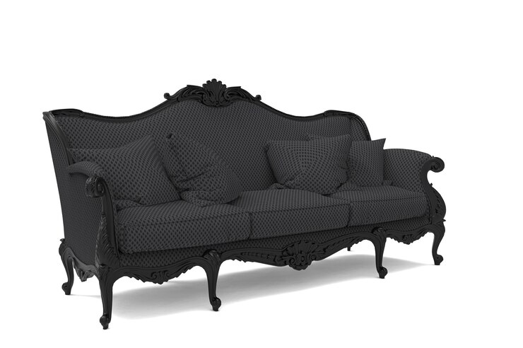 PSD sofá clásico blackvintage sobre fondo blanco colección de muebles de sofá de lujo