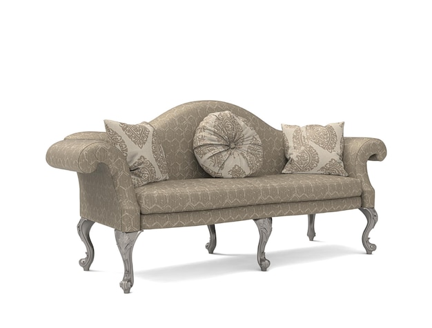 PSD sofá clássico vintage em fundo branco coleção de móveis de sofá de luxo
