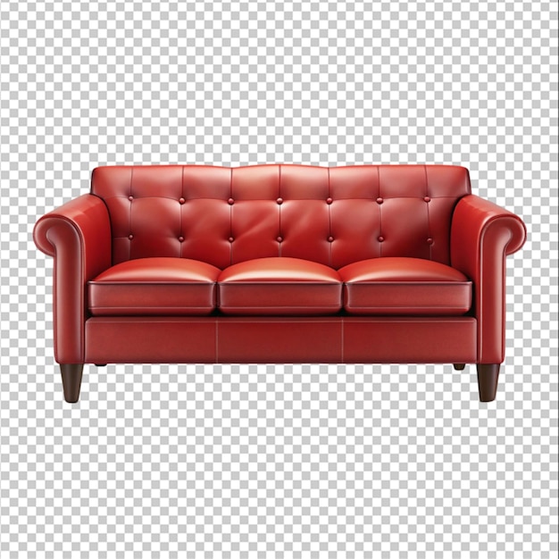 Sofa de cuero rojo ilustración realista sobre fondo blanco