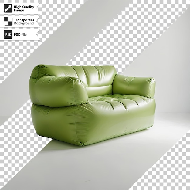 PSD un sofá de cuero verde con la palabra no en él