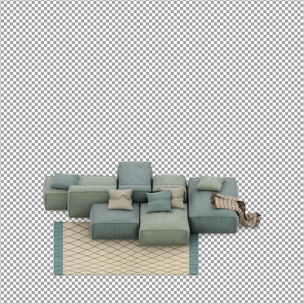 Sofa dalam render 3D yang diisolasi