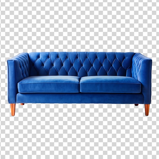 PSD sofa de couro azul isolado em fundo transparente