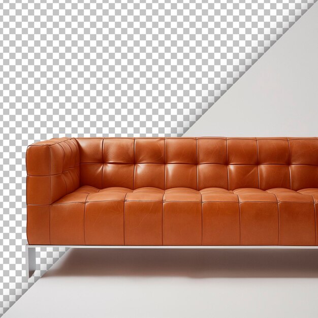 PSD sofa de tuxedo de couro isolada em fundo transparente