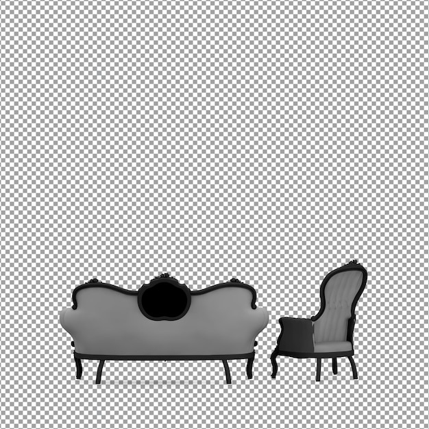 Sofá em renderização 3D isolado