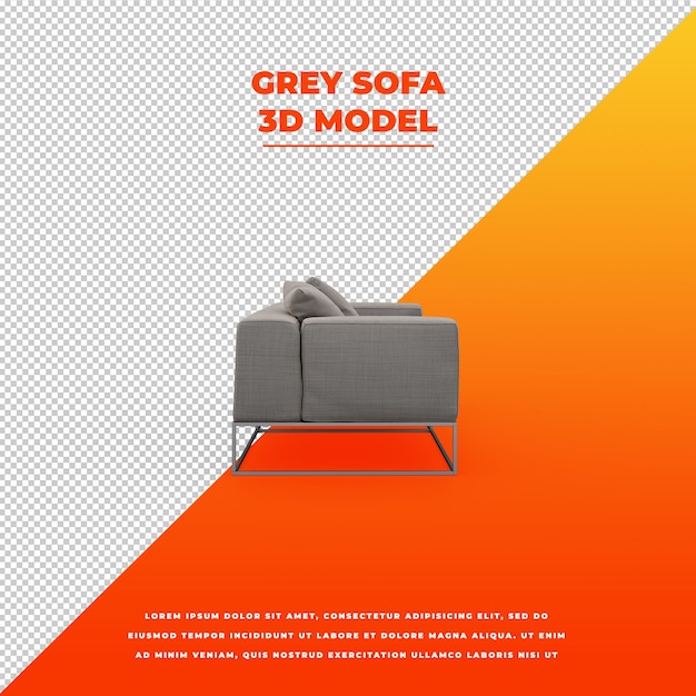 Sofá gris modelo aislado 3d