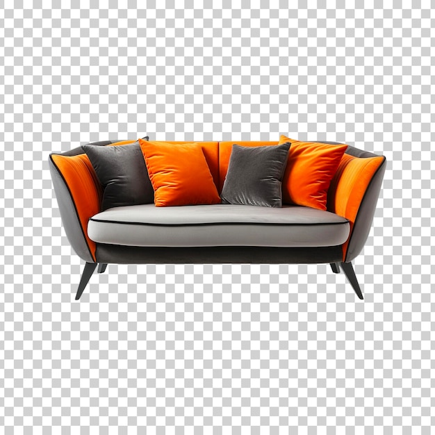 Sofa gris y naranja en un fondo transparente