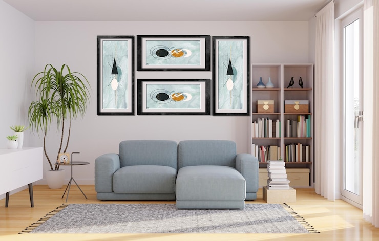 PSD sofa im wohnzimmerinnenraum mit kopierraum 3d-rendering