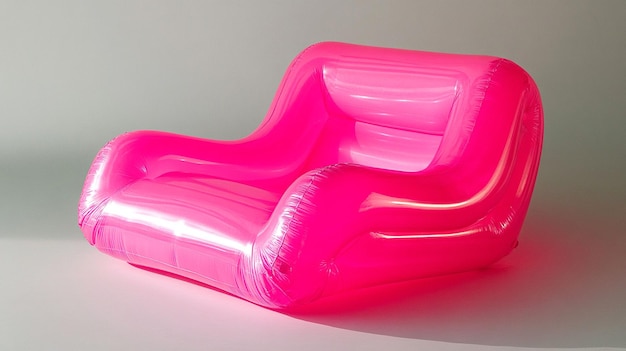 Sofa inflable rosa aislada sobre un fondo blanco