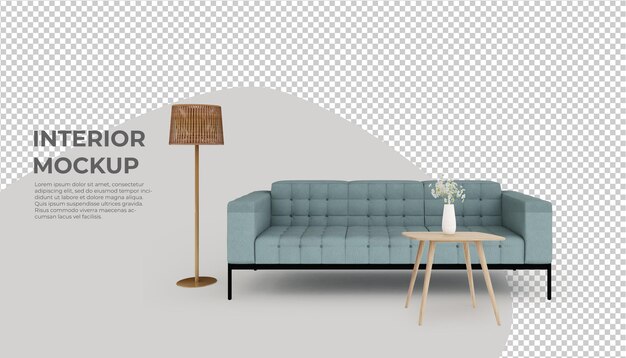 Sofa innendekoration mockup-rendering