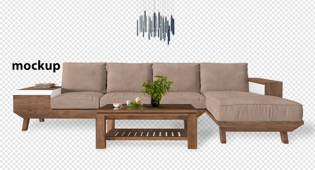 Sofa-Innenmodell-Rendering isoliert