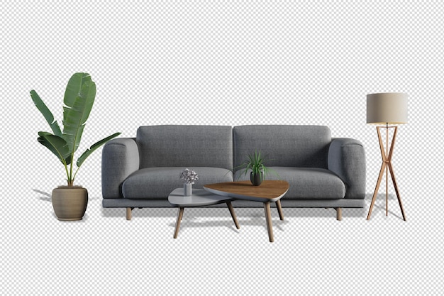 Sofa-Innenmodell-Rendering isoliert