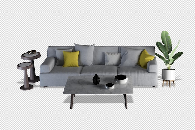 Sofa-Innenmodell-Rendering isoliert